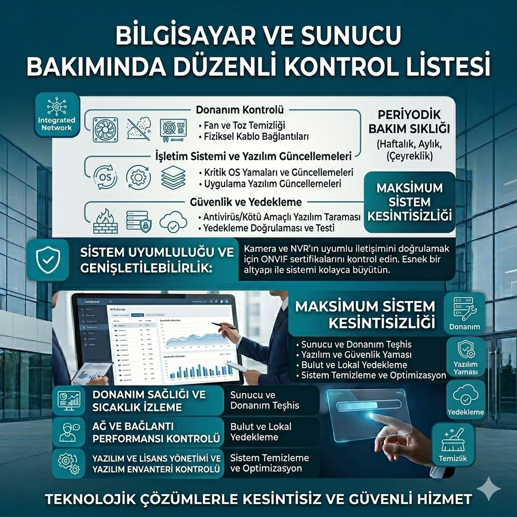Bilgisayar ve sunucu bakımında düzenli kontrol listesi