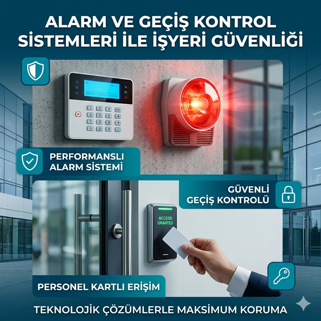 Alarm ve geçiş kontrol ile işyeri güvenliği